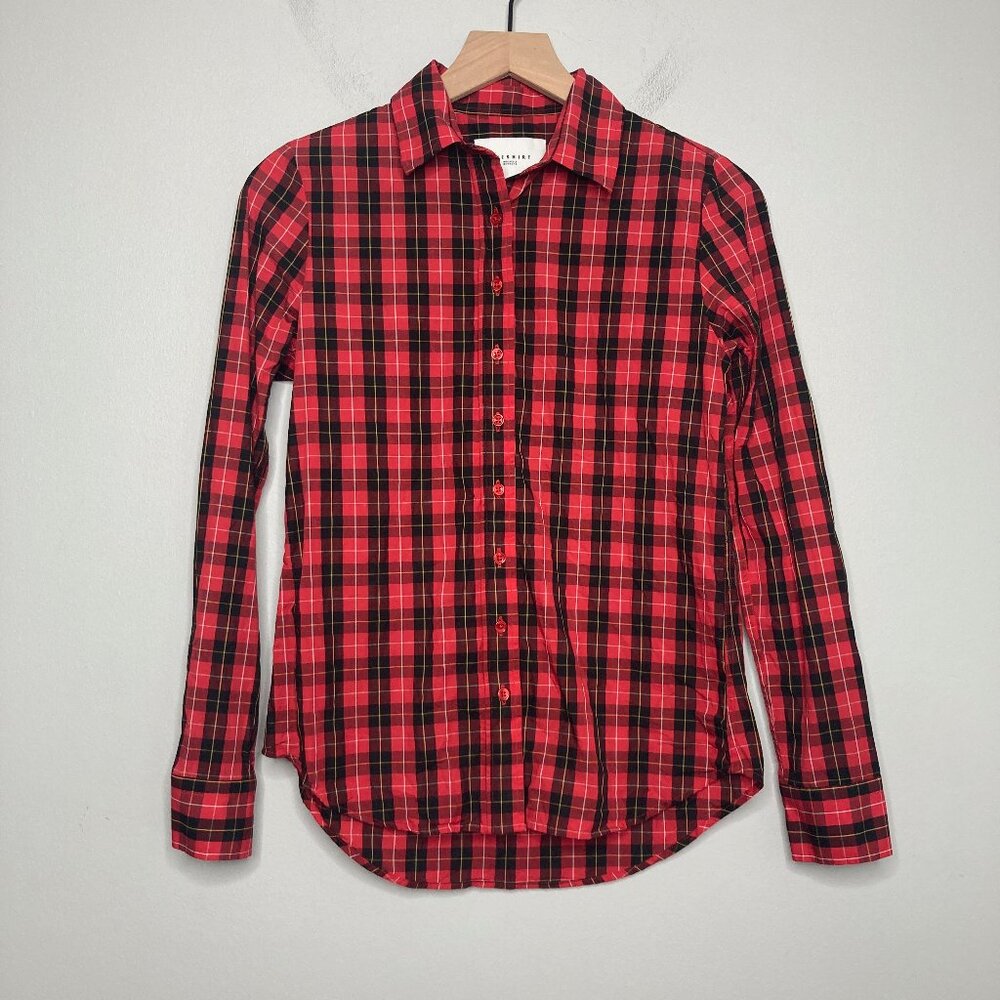The Shirt Rochelle Behrens Top Womens Extra Small Red Plaid Icon Cabin Holiday